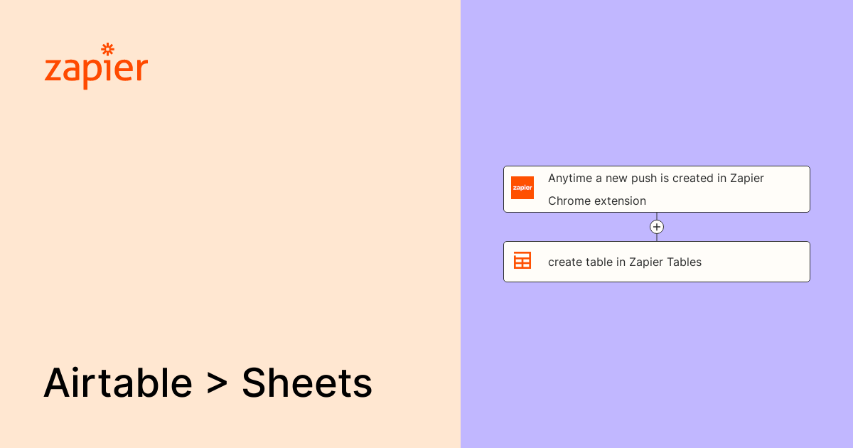 Anytime a new push is created in Zapier Chrome extension, create table