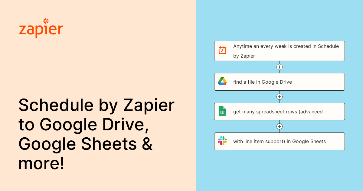 Anytime an every week is created in schedule by zapier find a file in