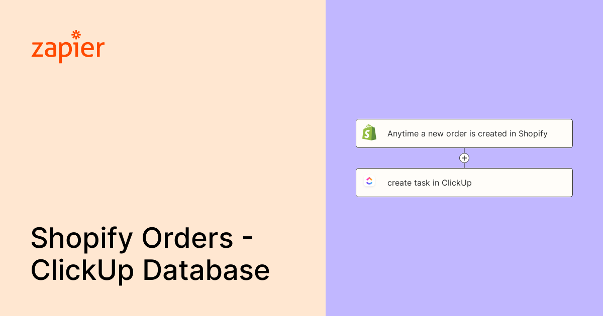 Anytime a new order is created in Shopify, create task in ClickUp. | Zapier