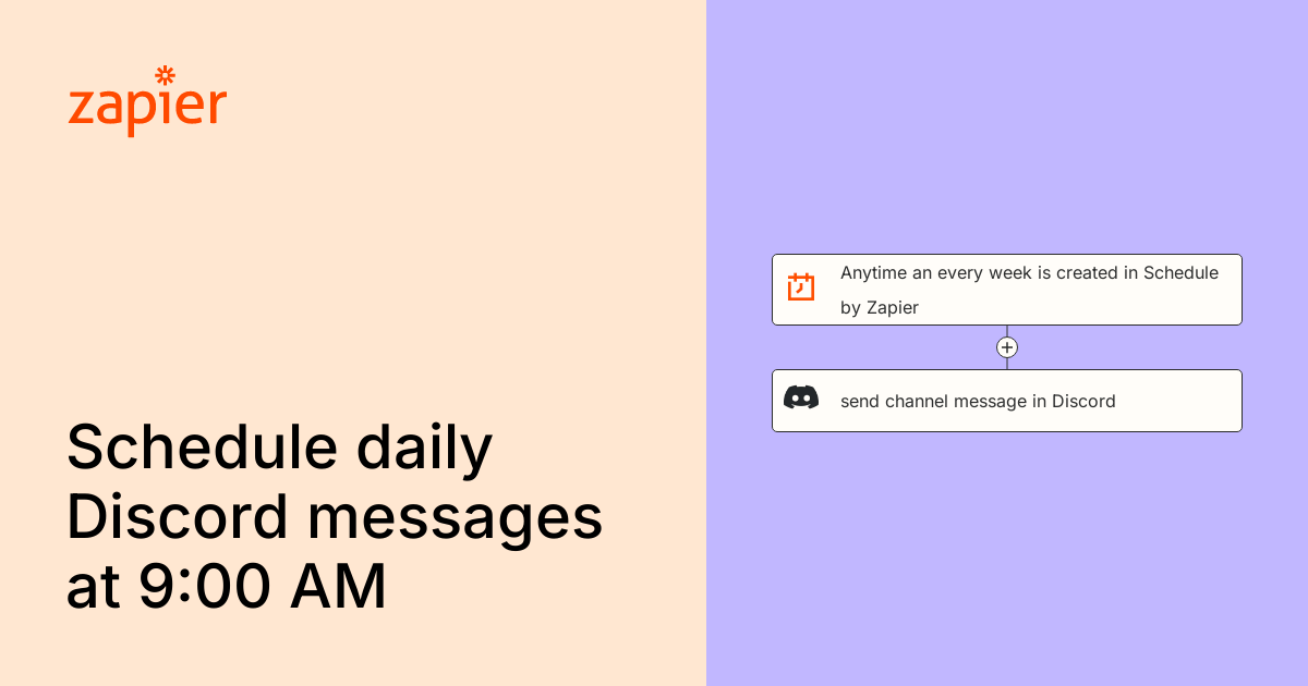 Anytime an every week is created in Schedule by Zapier, send channel ...