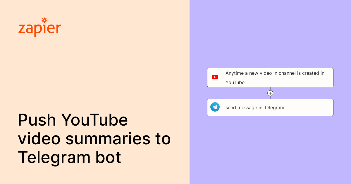 Anytime a new video in channel is created in YouTube, send message in Telegram. | Zapier
