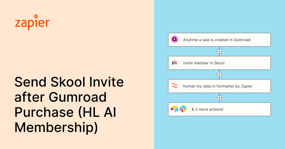 Anytime a sale is created in Gumroad, invite member in Skool, format my